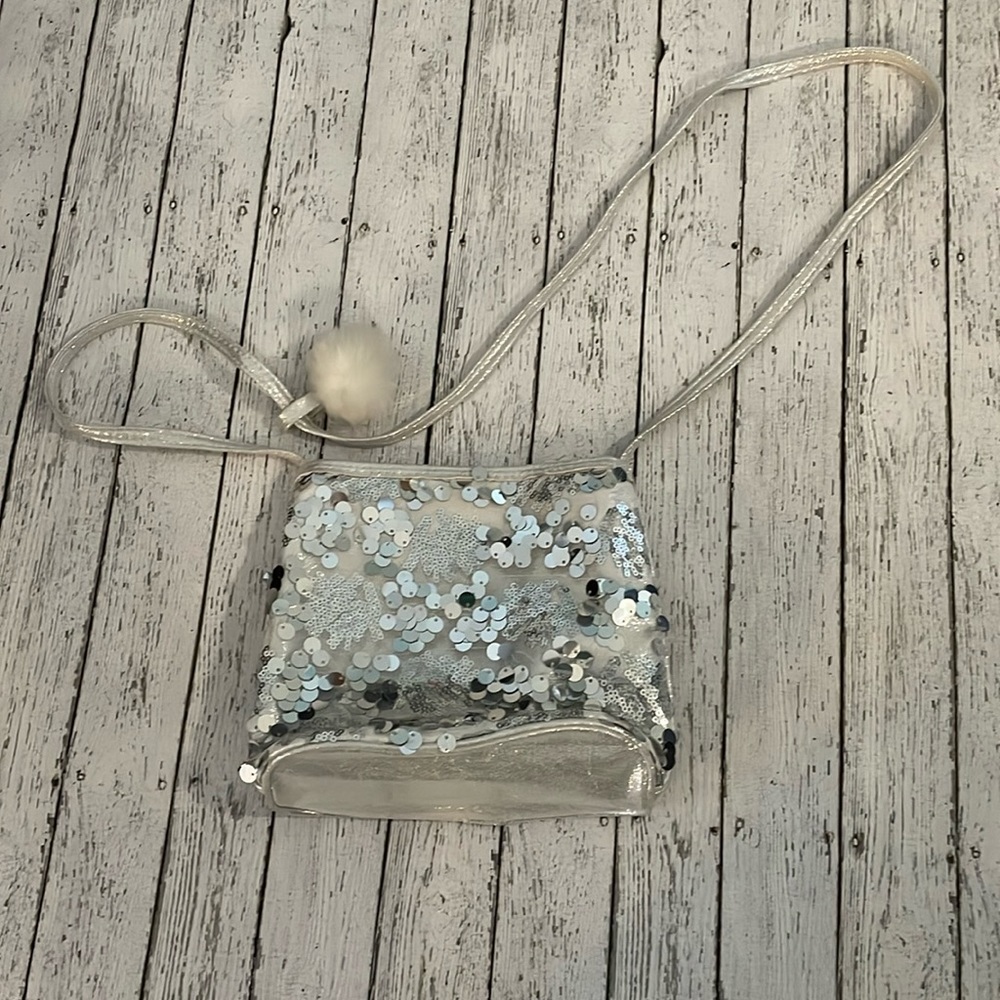 Girls silver sequin purse